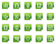 Audio and video edit web icons, green sticker series