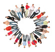 crowd people circle sun form collage