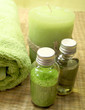 green bathroom set for spa