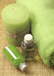 green bathroom set for spa