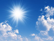 Illustration: beams of the sun and clouds in the blue sky beams of the sun and clouds in the blue sky