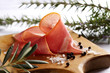 Sliced prosciutto with different herbs and seasoning Sliced prosciutto with different herbs and seasoning