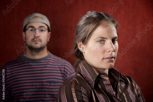 Photo: Upset man and guilty woman Upset man and guilty woman