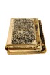 Pile of the old books with scratched cover