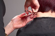 Hairdresser cutting hair