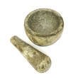Rough Cut Stone Pestle and Mortar isolated with clipping path