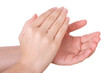Hands applauding isolated on a white background. Hands applauding isolated on a white background.