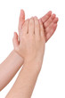 Hands applauding isolated on a white background. Hands applauding isolated on a white background.