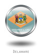 Illustration: 3D Delaware Flag button illustration on a white background 3D Delaware Flag button illustration on a white background