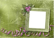 Green abstract background with frame and floral beautiful bouque Green abstract background with frame and floral beautiful bouque