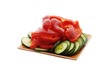 Cut paper and cucumber on the plate