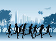 Silhouetted runners Silhouetted runners