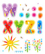 Abc set letters W - Z, marks of punctuation, design elements Abc set letters W - Z, marks of punctuation, design elements