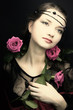 young woman with a rose. medieval style