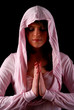woman in pink hood