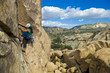 Female rock climber.