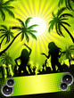 Summer disco-party on green background