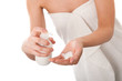 Body care series - Female hands applying lotion