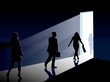 People are going to an open door People are going to an open door