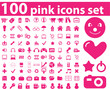 100 pink icons set