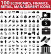 100 economics, finance, retail, management icons