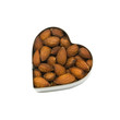 top down view of heart filled with almonds
