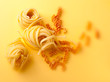 close up of yellow italian pasta