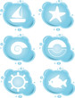 Vacation icons on blue bubbles