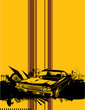 Car on yellow background urban city Car on yellow background urban city
