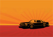 Car on orange red background Car on orange red background