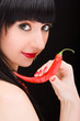 cute girl with chili pepper