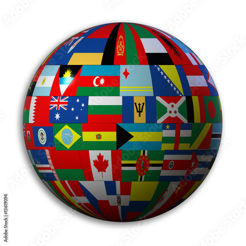 Illustration: le globe avec des drapeaux du monde le globe avec des drapeaux du monde