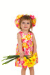 Studio shot little girl with flowers Studio shot little girl with flowers
