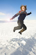 Happy Women Jumping In Winter Land