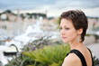 Beautiful model on the balcony of Palais des Festivals in Cannes
