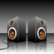 Illustration for musical theme with loudspeakers.