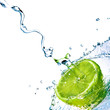fresh water drops on lime isolated on white