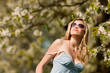 Young blond woman enjoying sun