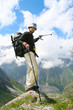 Hiker in Caucasus mountains Hiker in Caucasus mountains