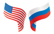 Fluttering flags of Russia and USA