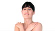 Young beautiful woman looking around and smiling