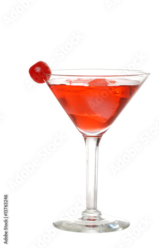 Photo: Isolated red martini with a cherry Isolated red martini with a cherry