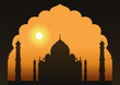 A view of the Taj Mahal framed through a doorway. A view of the Taj Mahal framed through a doorway.