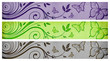 Pflanzenornament mit Schmetterlingen auf Papiertextur