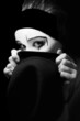 Portrait of the sad mime with a hat