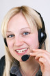 Call Center Agent talks with customer