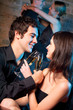 Two amorous couples celebrating together at restaurant Two amorous couples celebrating together at restaurant