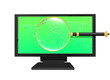 magnifying glass on monitor isolated on white