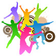 jumping peoples retro design vector