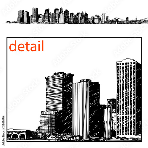 new york skyline drawing. new york skyline illustration